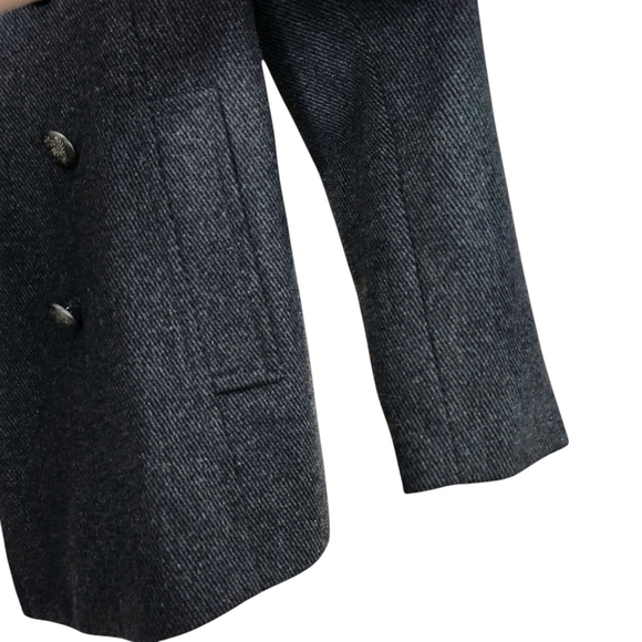 Nygard Black Label Wool Pea Coat M Charcoal Pinstripe Double Breasted - Picture 7 of 11